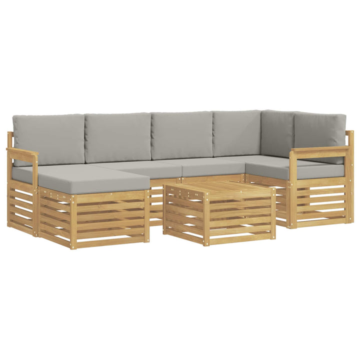 Udendørs sofagruppe 7 pcs Hvid og lysegrå 59 x 59 x 37 cm