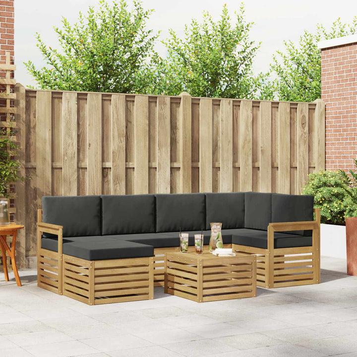 Udendørs sofagruppe 7 pcs Hvid og antracit Polyester