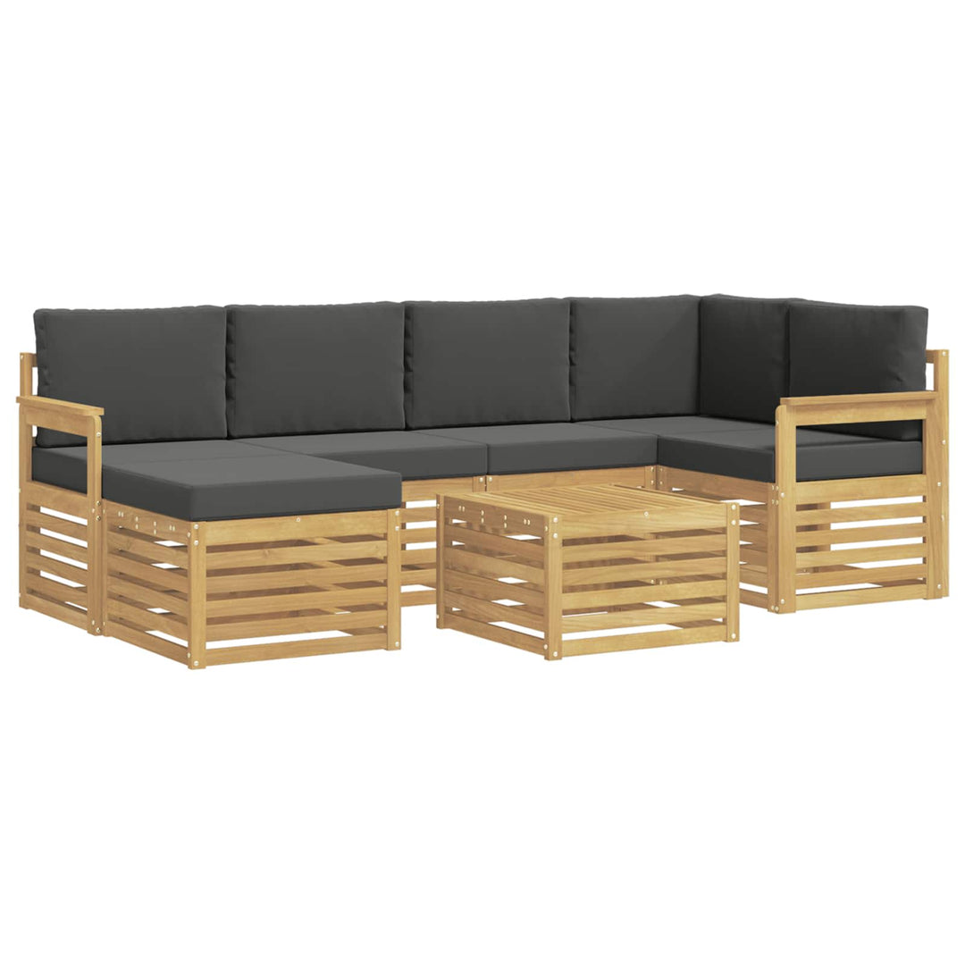 Udendørs sofagruppe 7 pcs Hvid og antracit Polyester