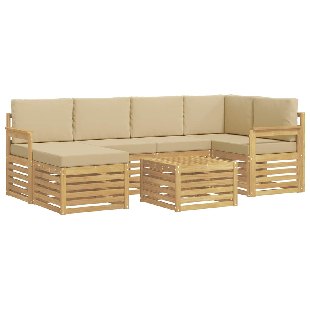 Udendørs sofagruppe 7 pcs Hvid og Beige 59 x 59 x 37 cm