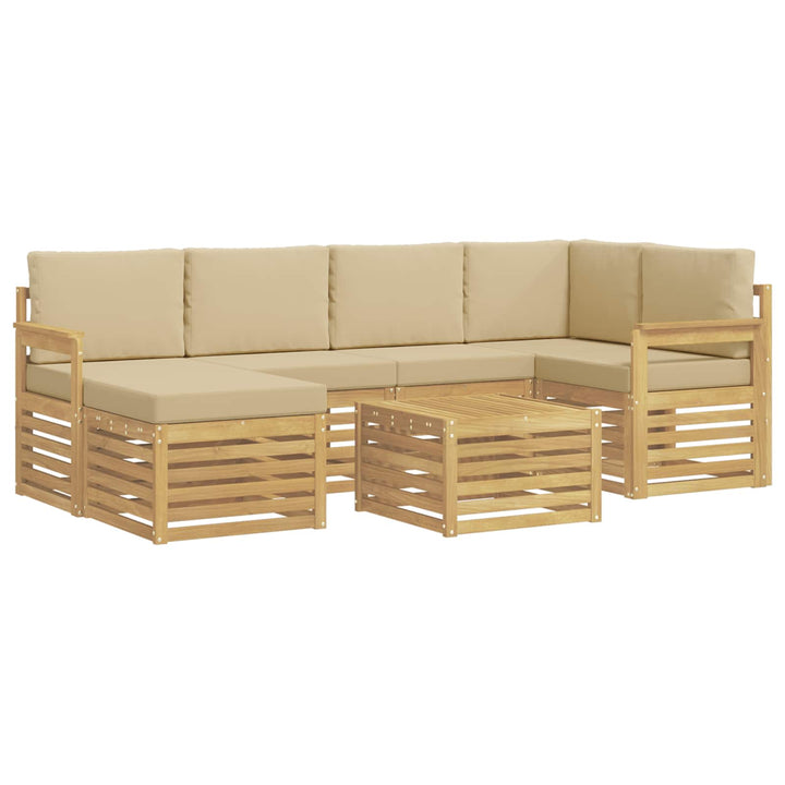 Udendørs sofagruppe 7 pcs Hvid og Beige 59 x 59 x 37 cm