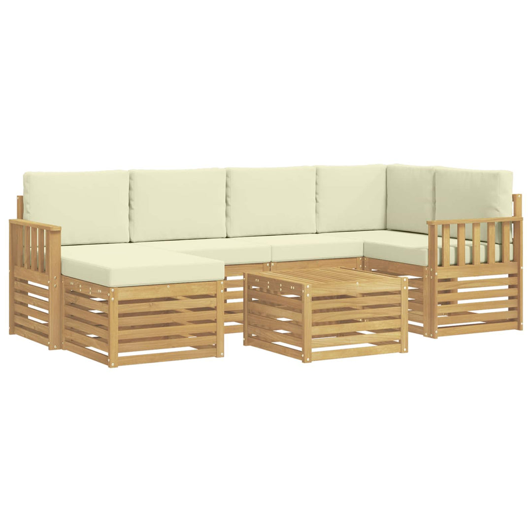Udendørs sofagruppe 7 pcs Hvid og cremefarvet Polyester