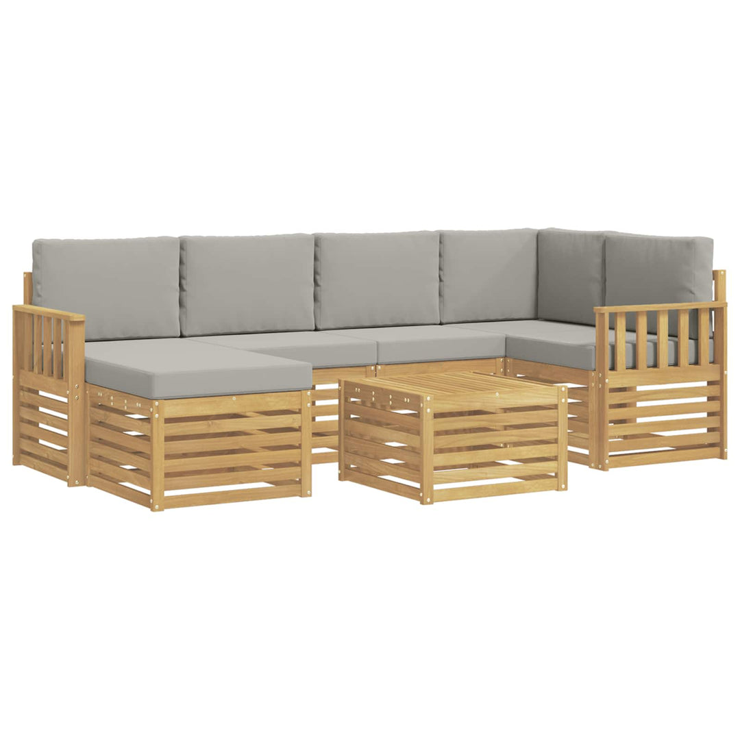 Udendørs sofagruppe 7 pcs Hvid og lysegrå 59 x 59 x 37 cm