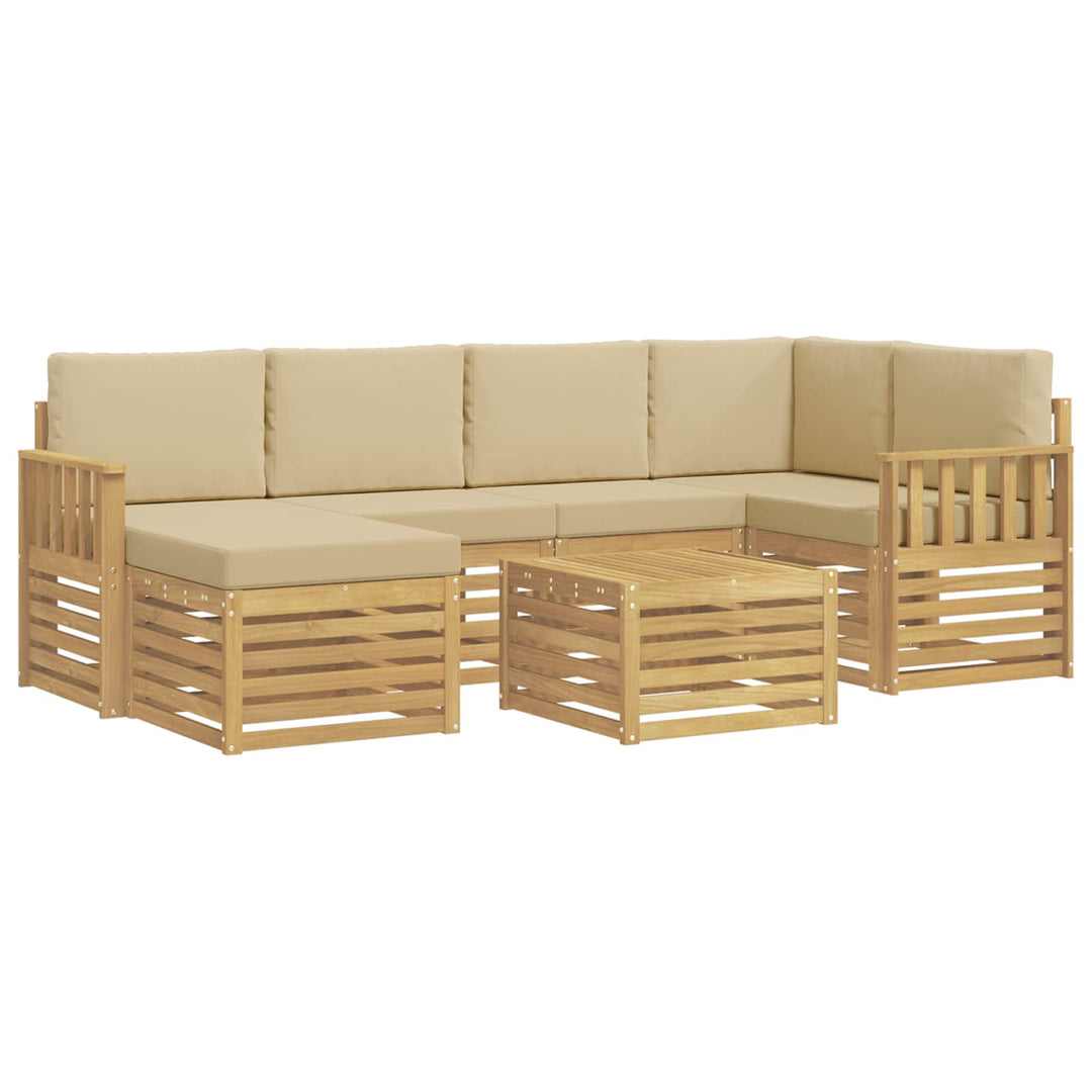 Udendørs sofagruppe 7 pcs Hvid og Beige 59 x 59 x 37 cm