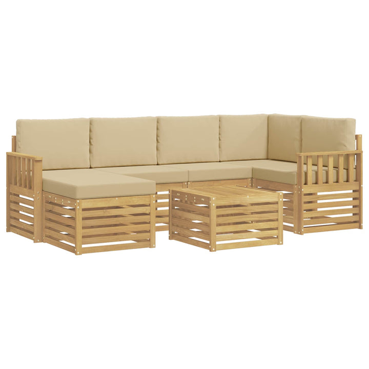 Udendørs sofagruppe 7 pcs Hvid og Beige 59 x 59 x 37 cm