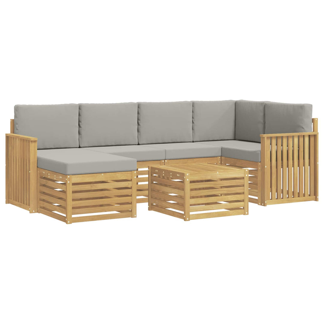 Udendørs sofagruppe 7 pcs Hvid og lysegrå Polyester