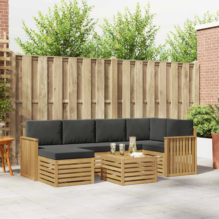 Udendørs sofagruppe 7 pcs Hvid og antracit Polyester