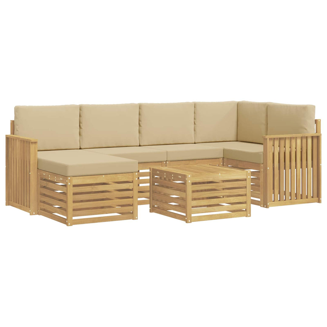 Udendørs sofagruppe 7 pcs Hvid og Beige Polyester