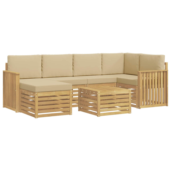 Udendørs sofagruppe 7 pcs Hvid og Beige Polyester