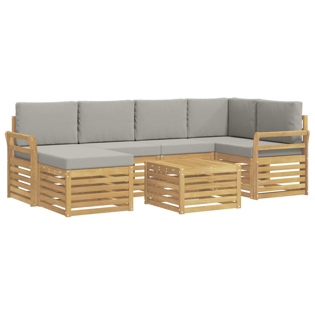 Udendørs sofagruppe 7 pcs Hvid og lysegrå Polyester