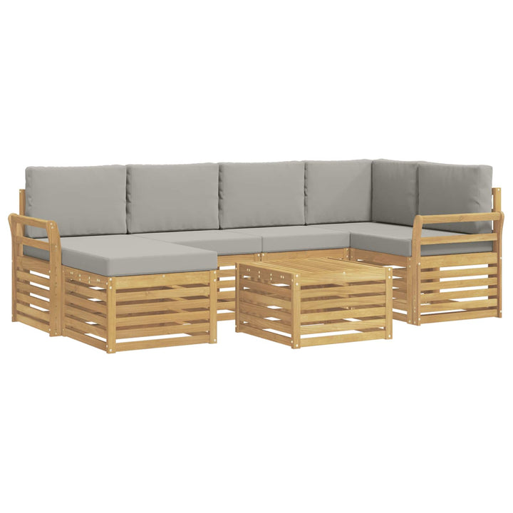Udendørs sofagruppe 7 pcs Hvid og lysegrå Polyester