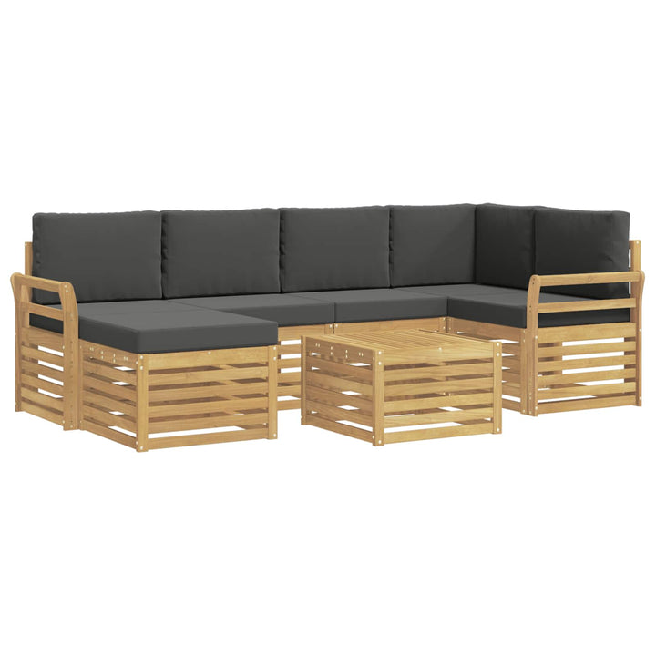 Udendørs sofagruppe 7 pcs Hvid og antracit Polyester