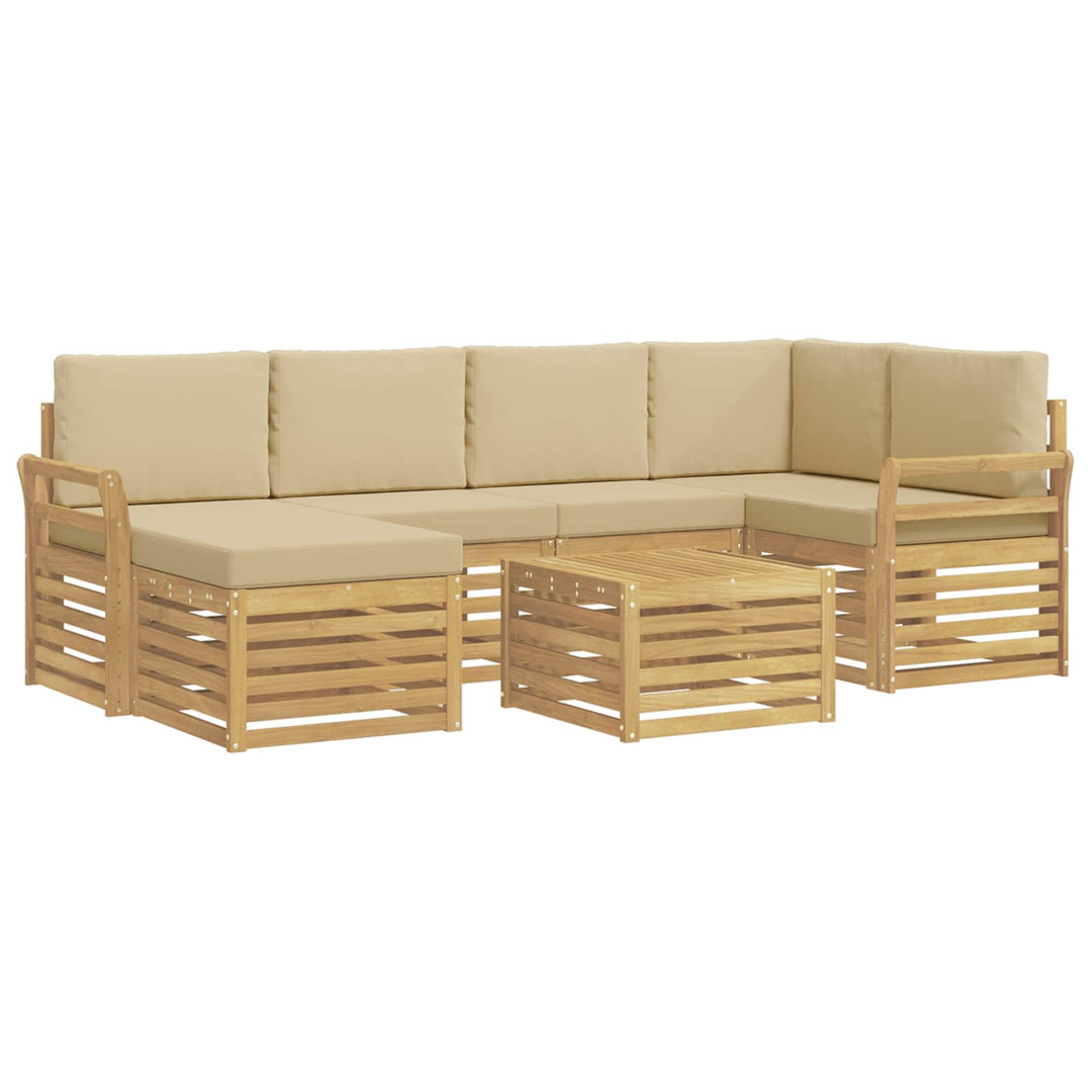 Udendørs sofagruppe 7 pcs Hvid og Beige Polyester