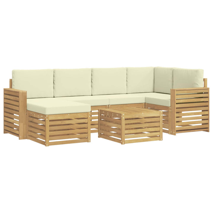 Udendørs sofagruppe 7 pcs Hvid og cremefarvet Polyester