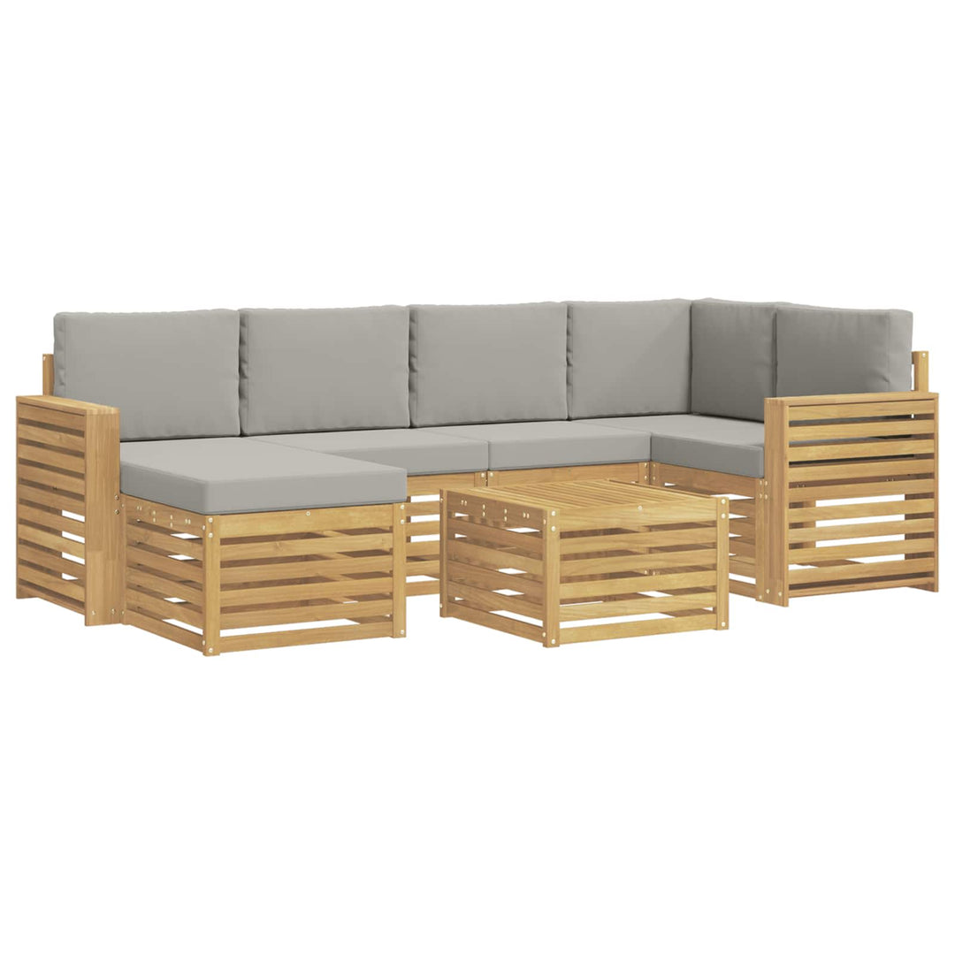 Udendørs sofagruppe 7 pcs Hvid og lysegrå Polyester
