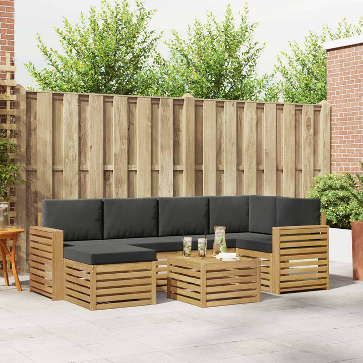 Udendørs sofagruppe 7 pcs Hvid og antracit Polyester