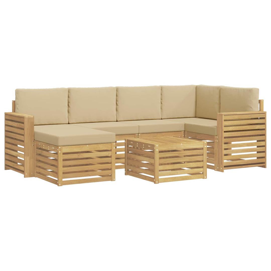 Udendørs sofagruppe 7 pcs Hvid og Beige Polyester