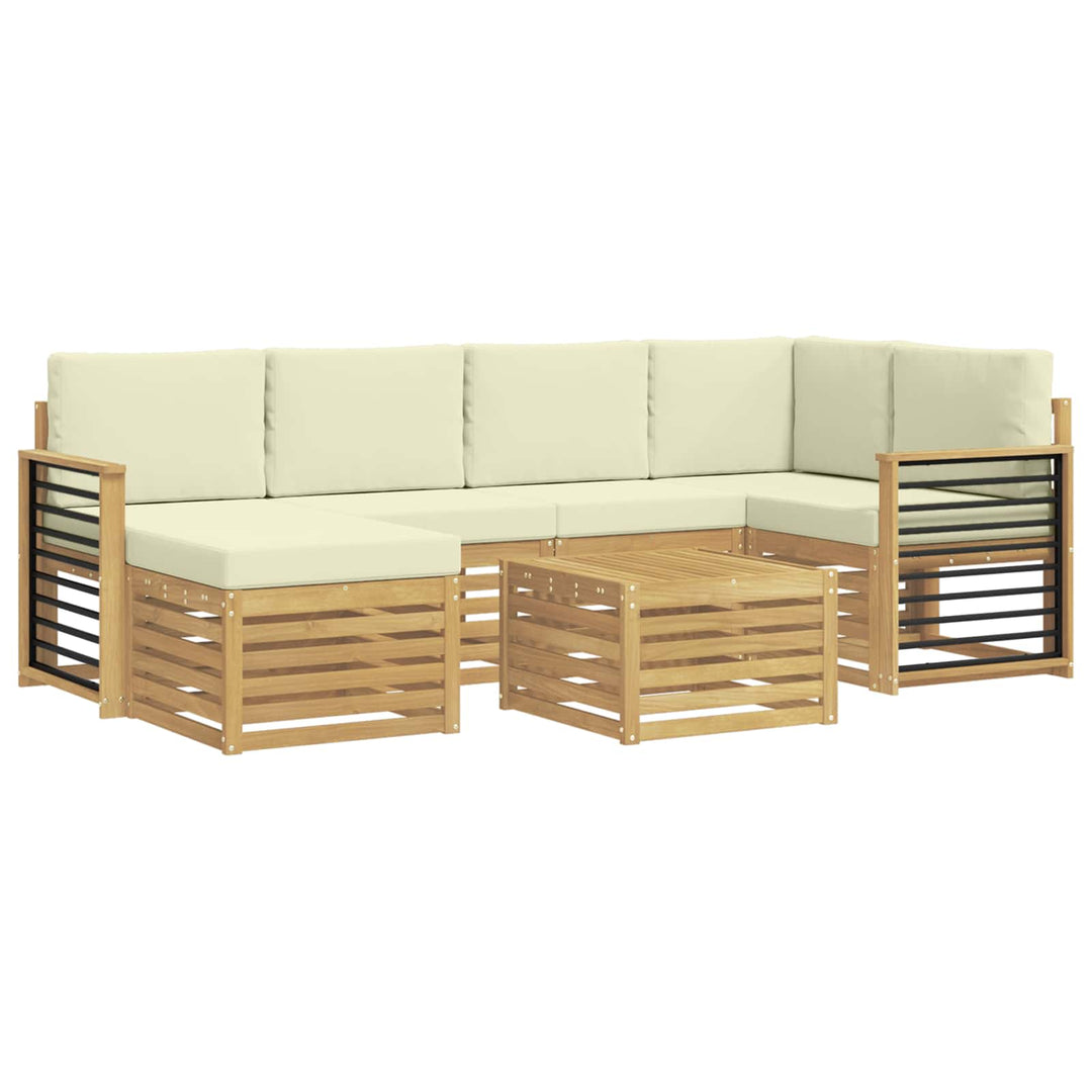 Udendørs sofagruppe 7 pcs Hvid og cremefarvet Polyester