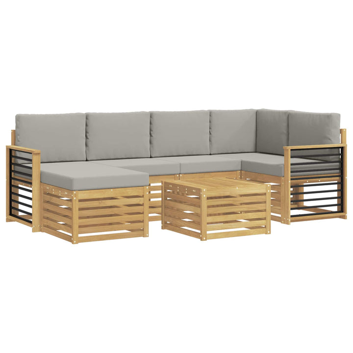 Udendørs sofagruppe 7 pcs Hvid og lysegrå Polyester