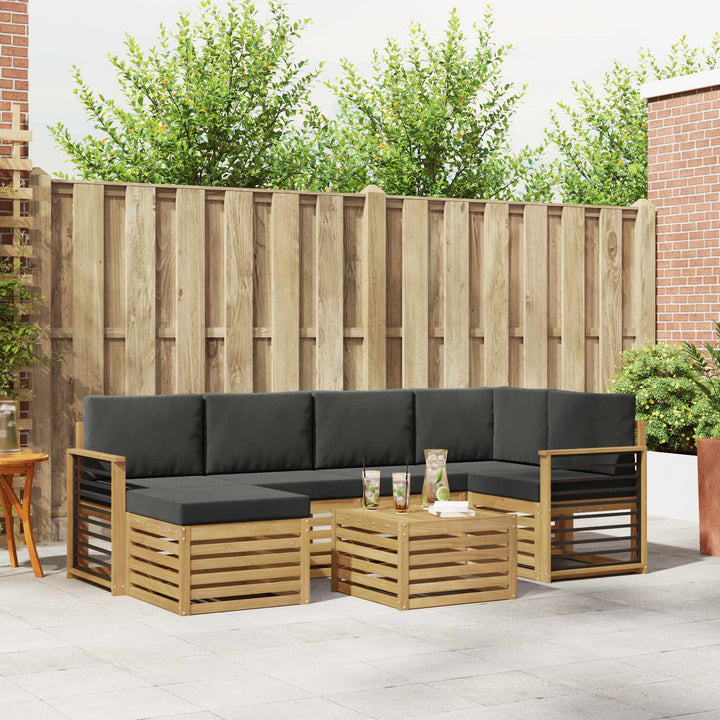 Udendørs sofagruppe 7 pcs Hvid og antracit Polyester