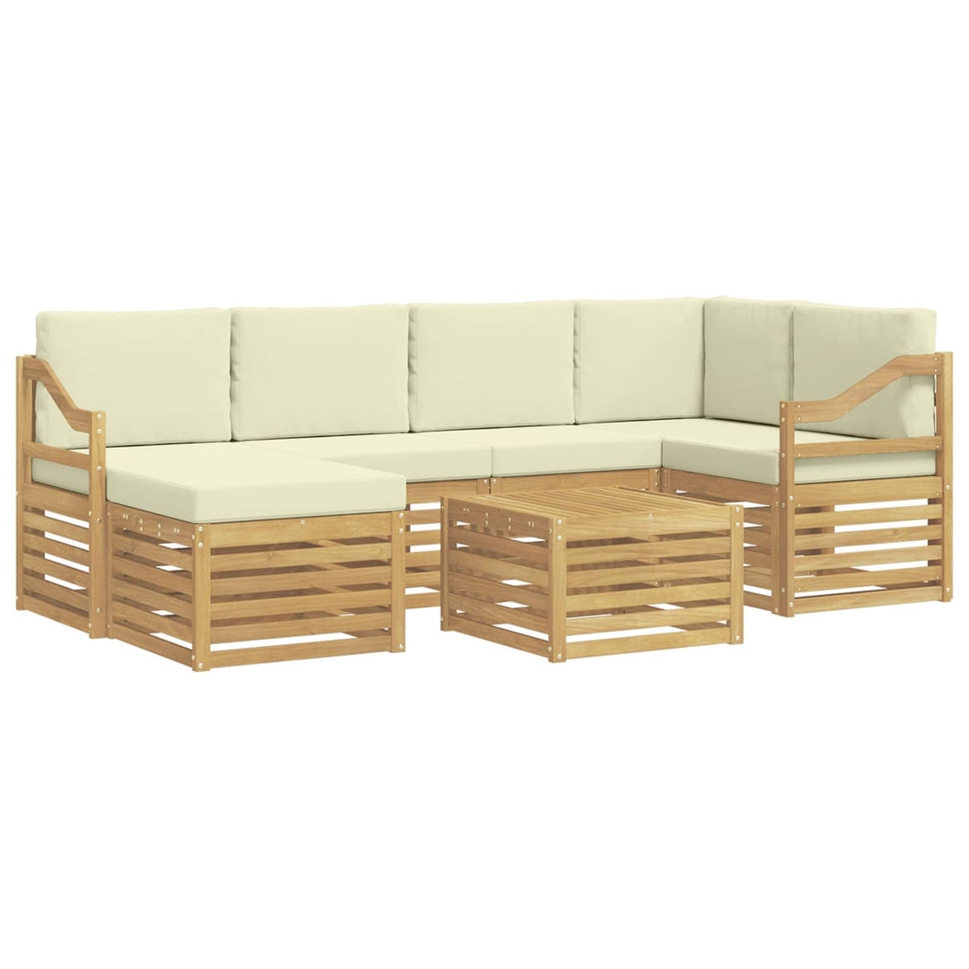 Udendørs sofagruppe 7 pcs Hvid og cremefarvet Polyester