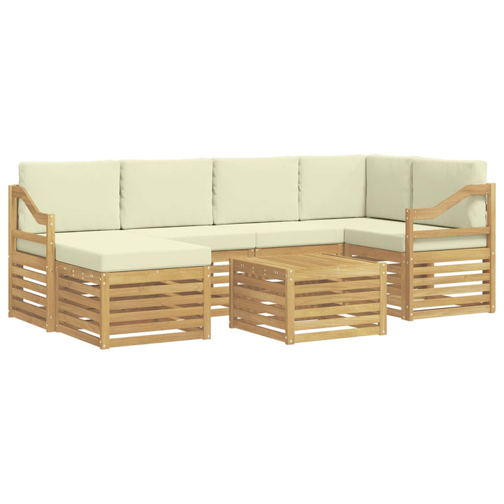 Udendørs sofagruppe 7 pcs Hvid og cremefarvet Polyester