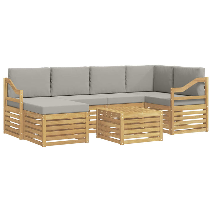 Udendørs sofagruppe 7 pcs Hvid og lysegrå Polyester