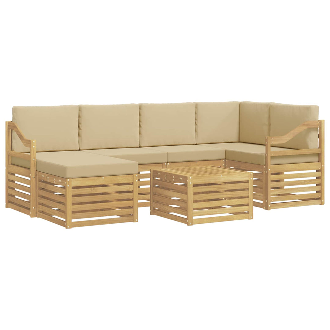 Udendørs sofagruppe 7 pcs Hvid og Beige Polyester