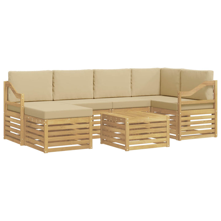Udendørs sofagruppe 7 pcs Hvid og Beige Polyester