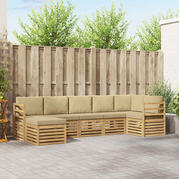 Udendørs sofagruppe 7 pcs Hvid og Beige