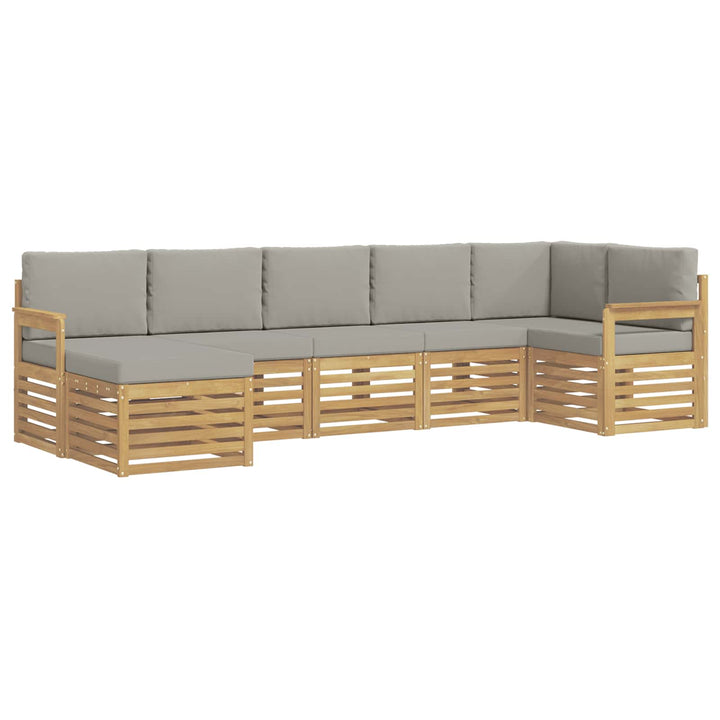 Udendørs sofagruppe 6 pcs Hvid Og Lys Grå 306 x 128,5 x 73 cm
