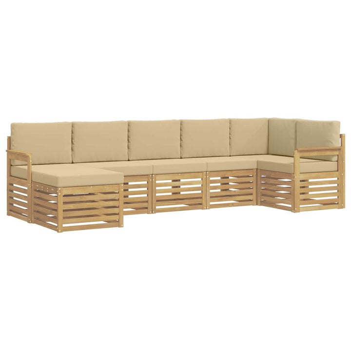 Udendørs sofagruppe 6 pcs Hvid og Beige 306 x 128,5 x 73 cm