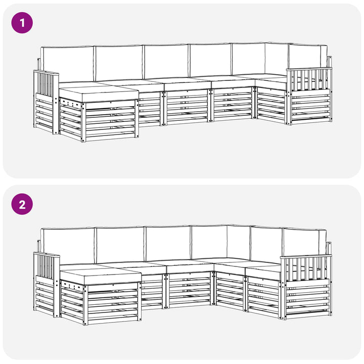 Udendørs sofagruppe 7 pcs Hvid og cremefarvet
