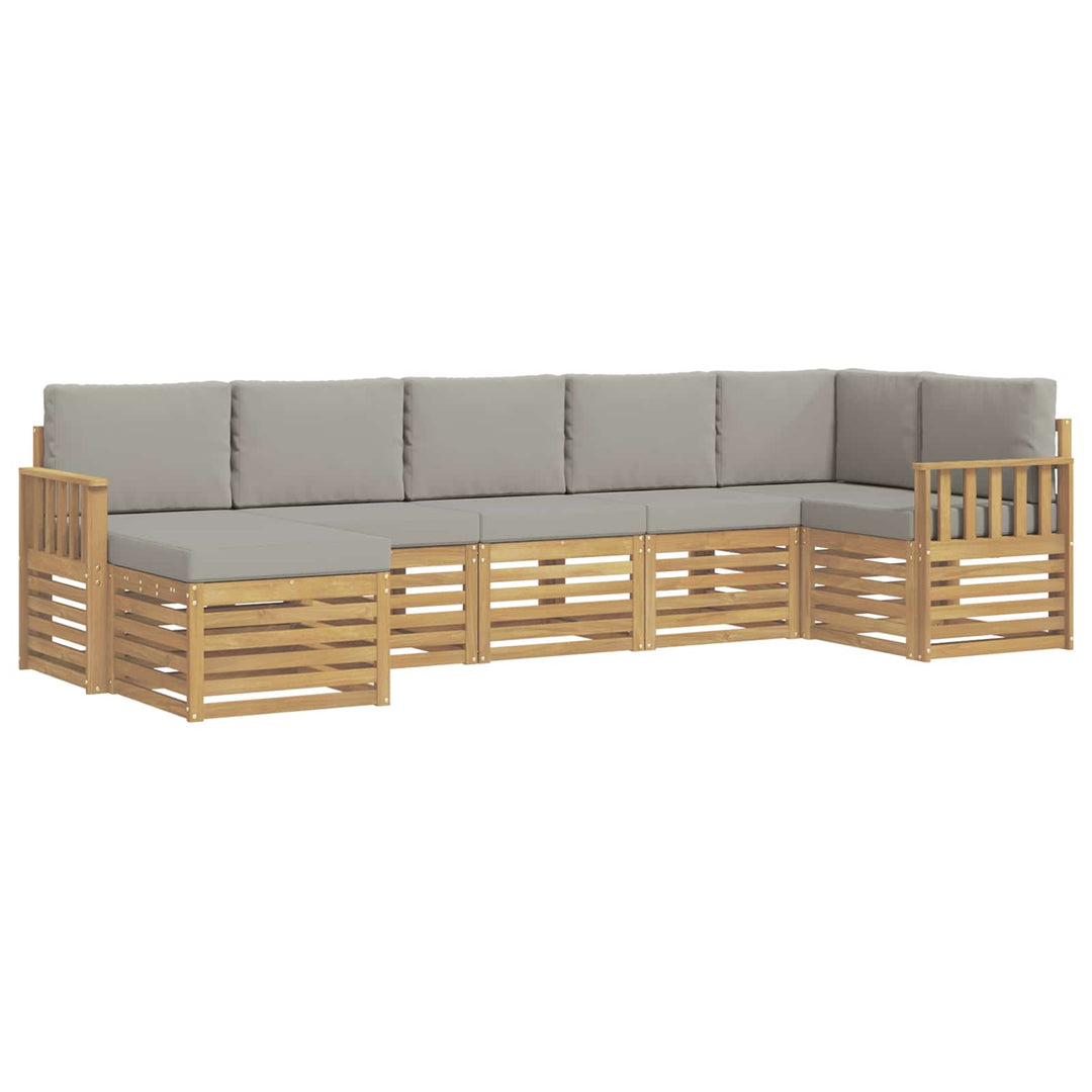 Udendørs sofagruppe 6 pcs Hvid Og Lys Grå 306 x 128,5 x 73 cm