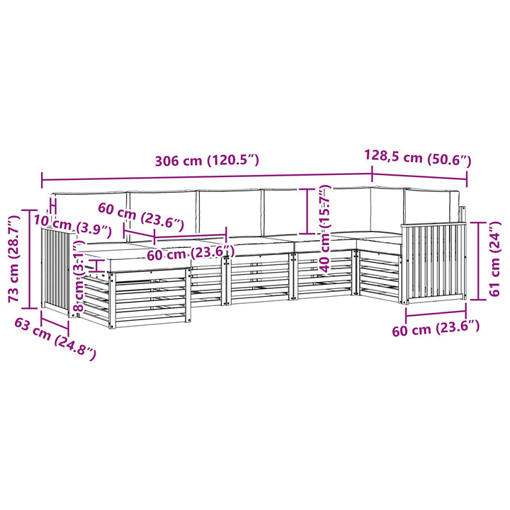 Udendørs sofagruppe 7 pcs Hvid og cremefarvet