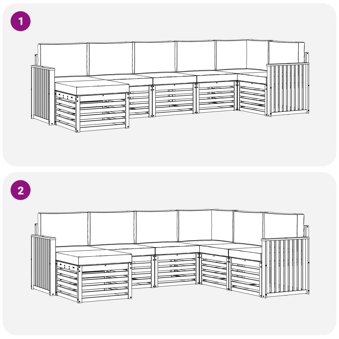 Udendørs sofagruppe 7 pcs Hvid og cremefarvet