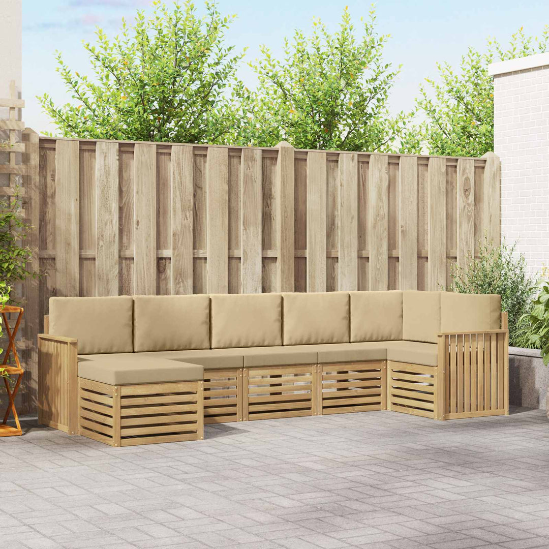 Udendørs sofagruppe 7 pcs Hvid og Beige