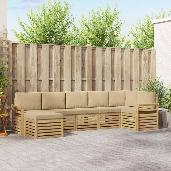 Udendørs sofagruppe 7 pcs Hvid og Beige