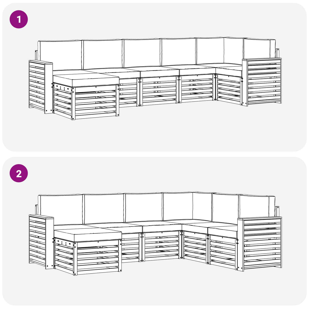 Udendørs sofagruppe 7 pcs Hvid og cremefarvet