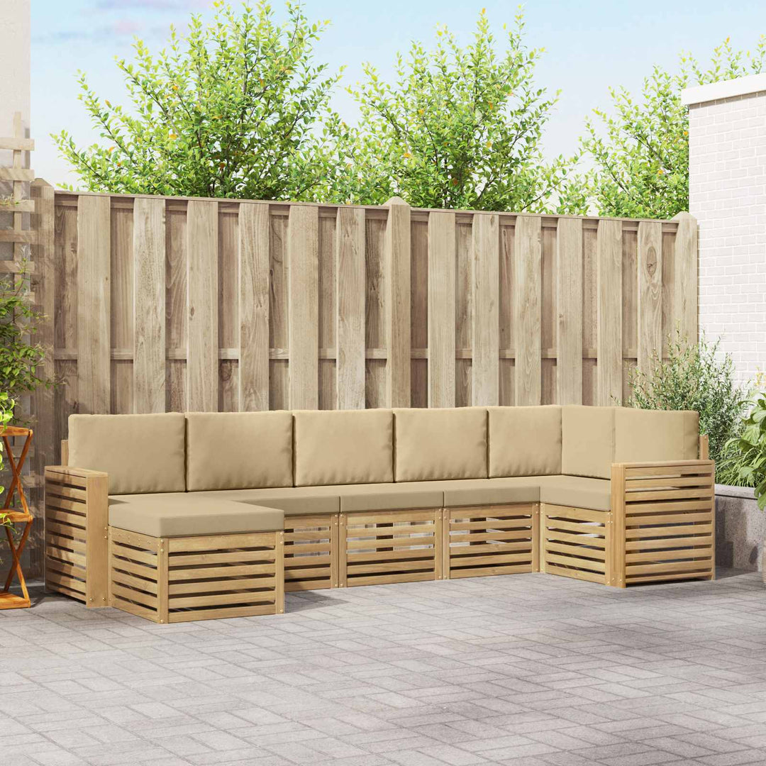 Udendørs sofagruppe 7 pcs Hvid og Beige