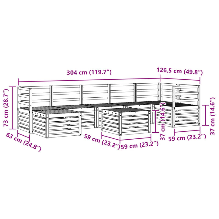 Udendørs sofagruppe 8 pcs Hvid 59 x 59 x 37 cm