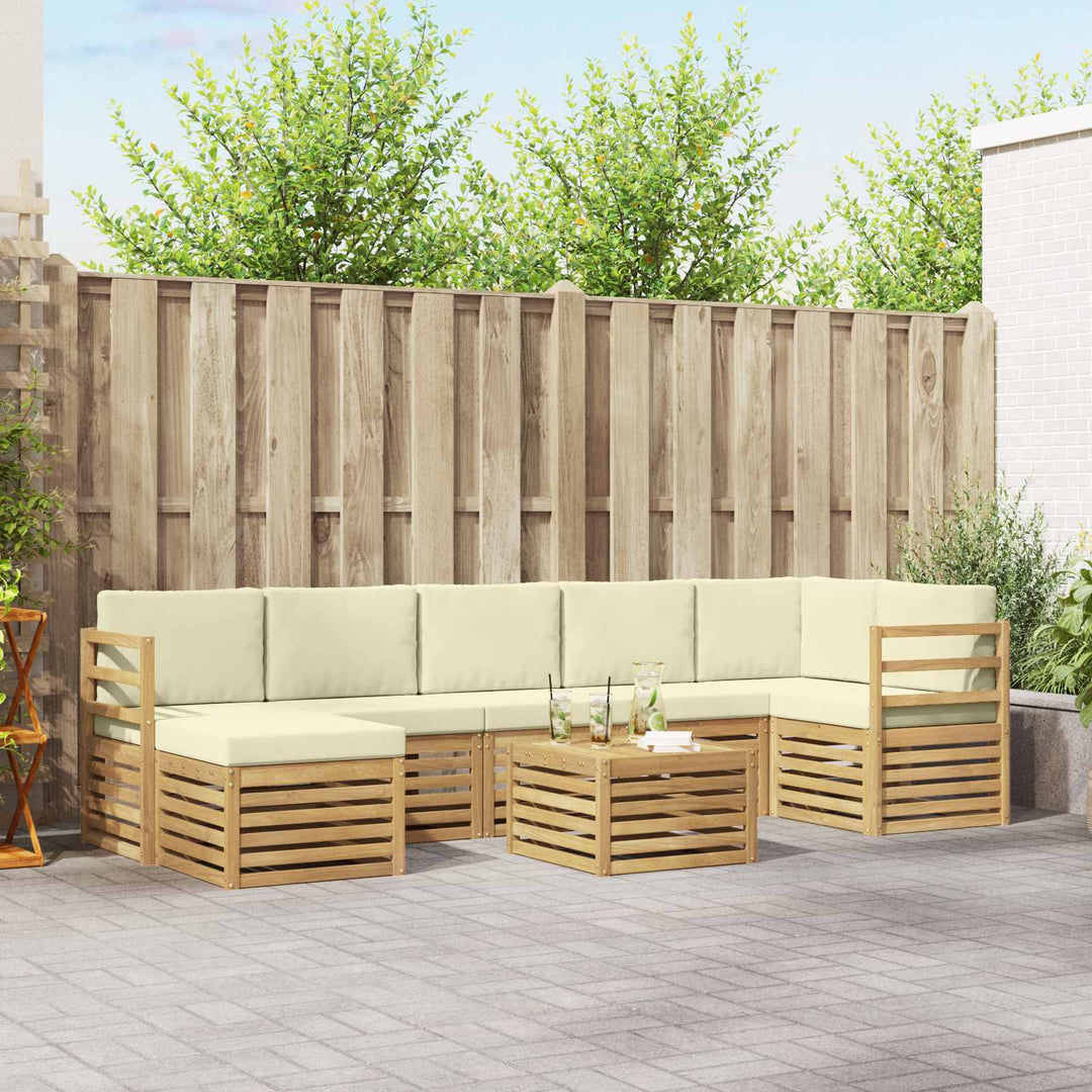 Udendørs sofagruppe 8 pcs Hvid og cremefarvet 59 x 59 x 37 cm