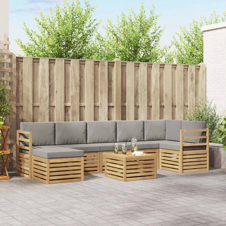 Udendørs sofagruppe 8 pcs Hvid og lysegrå 59 x 59 x 37 cm