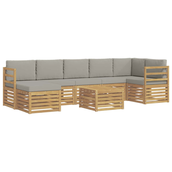 Udendørs sofagruppe 8 pcs Hvid og lysegrå 59 x 59 x 37 cm