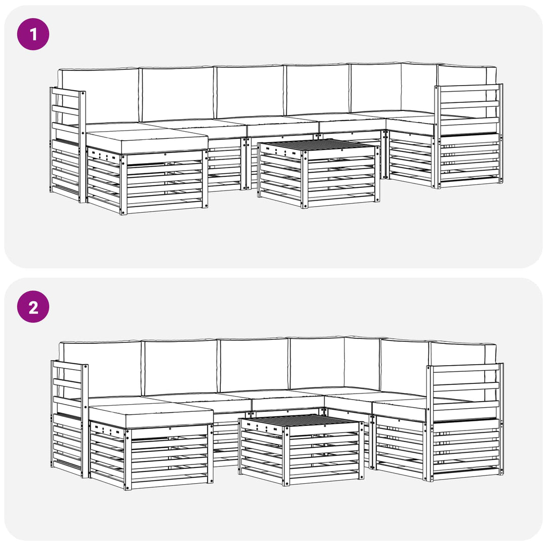 Udendørs sofagruppe 8 pcs Hvid og antracit 59 x 59 x 37 cm