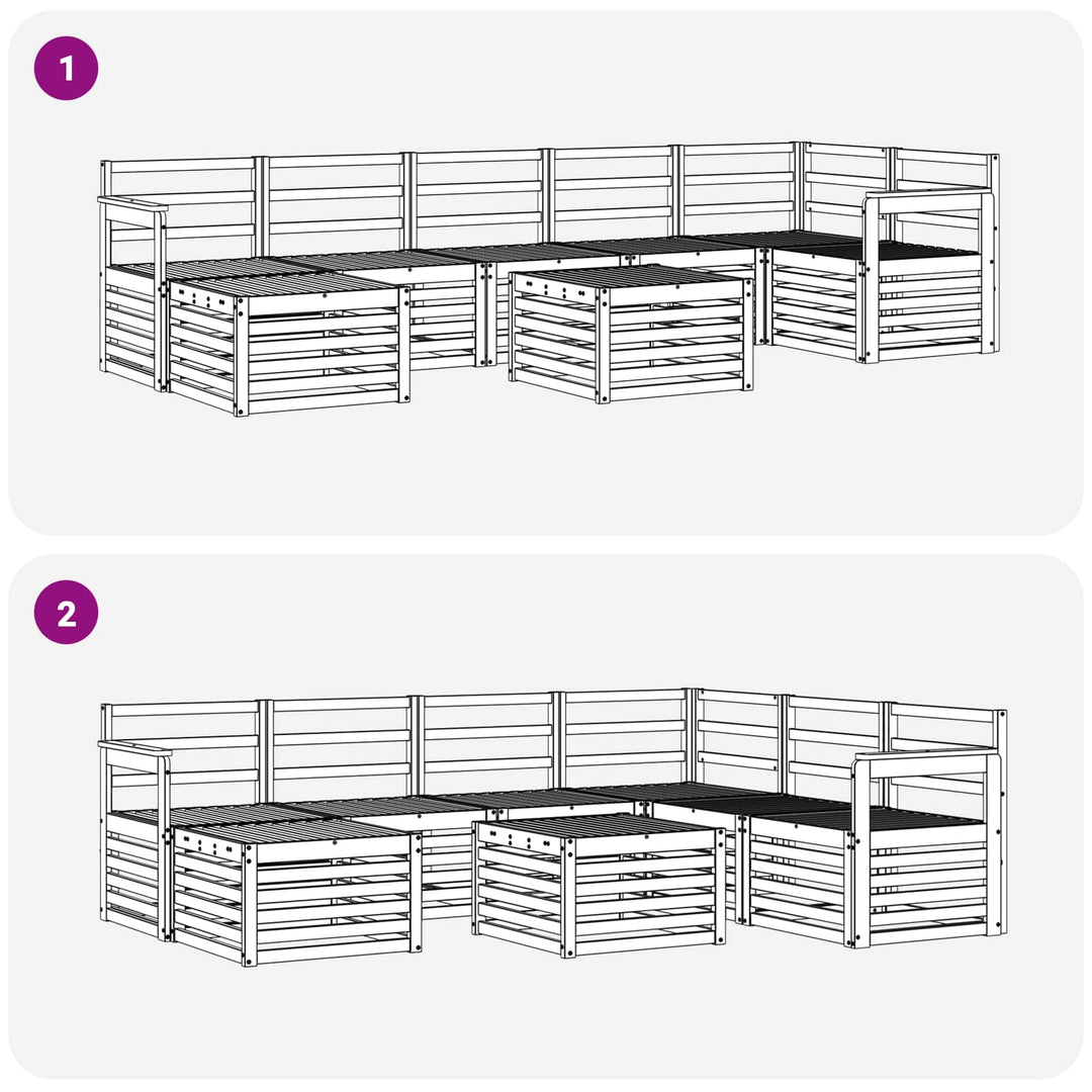 Udendørs sofagruppe 8 pcs Hvid 59 x 59 x 37 cm