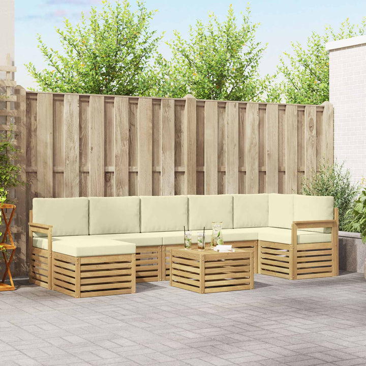 Udendørs sofagruppe 8 pcs Hvid og cremefarvet 59 x 59 x 37 cm