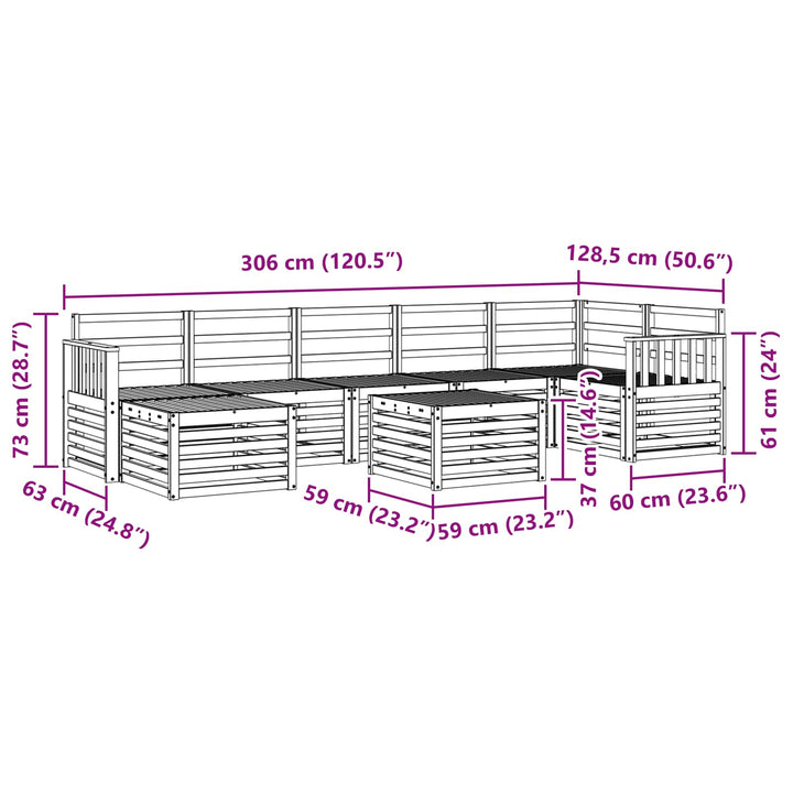 Udendørs sofagruppe 8 pcs Hvid 59 x 59 x 37 cm