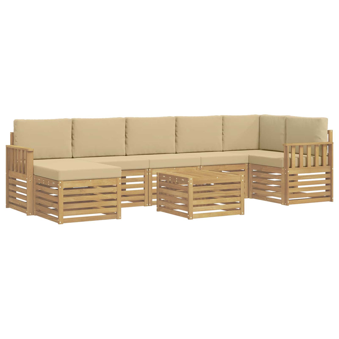 Udendørs sofagruppe 7 pcs Hvid og Beige 59 x 59 x 37 cm