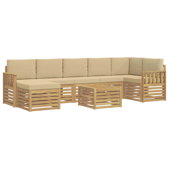 Udendørs sofagruppe 7 pcs Hvid og Beige 59 x 59 x 37 cm